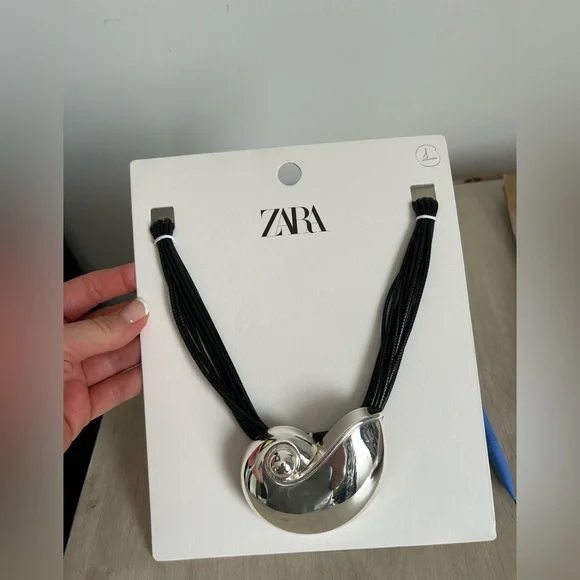 Some 2 bubbles on silver surface Snail shell rope necklace Zara lot #1 - Picture 14 of 14